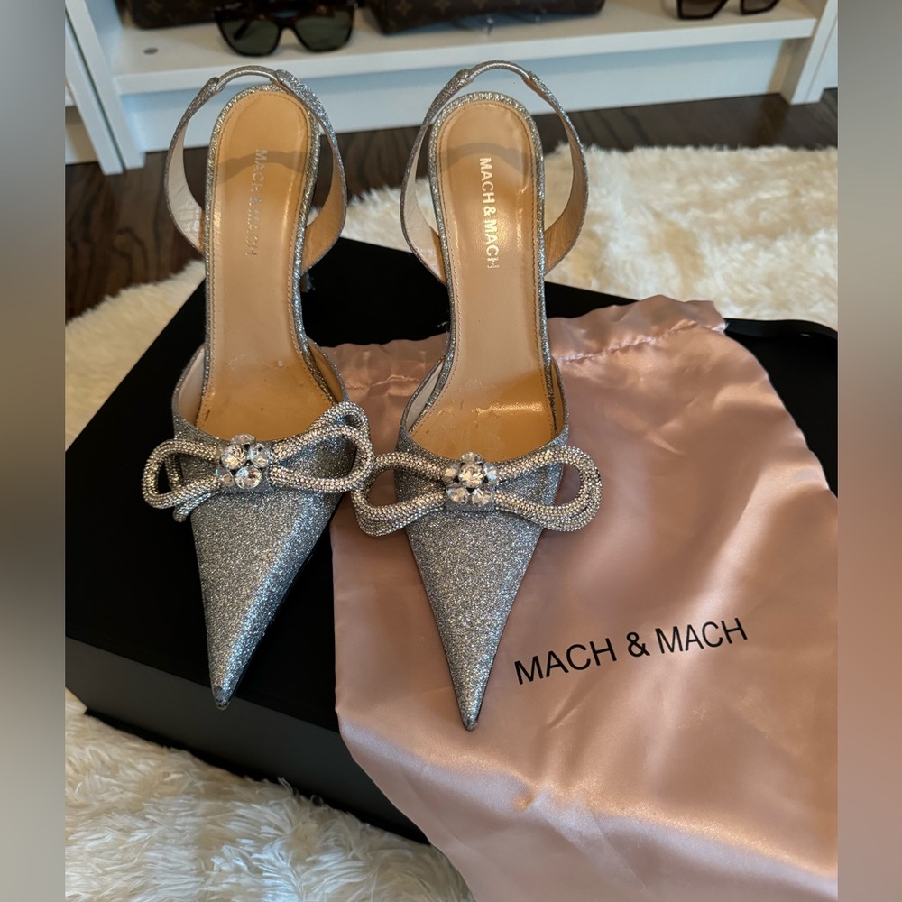 MACH & MACH Double Bow Glitter 95mm heels